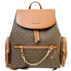 Michael Kors Jet Set Medium Womens Pebbled Leather Backpack (Brown)